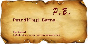 Petrányi Barna névjegykártya